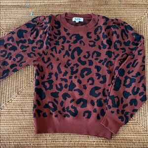525 America Rust Brown and Black Leopard Crewneck Sweater